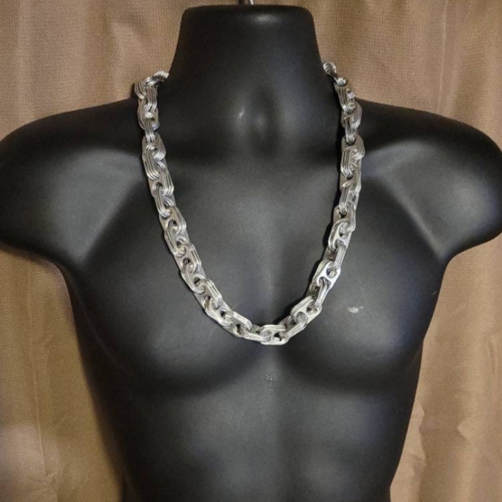 30" Silver Aluminum Pull Tab Can Tab Necklace Continuous Chain (XLarge) S…